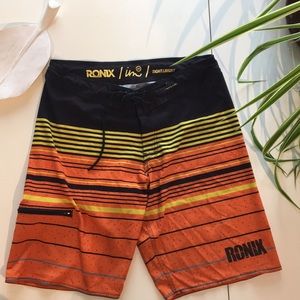 Ronix Orange Striped Board Shorts